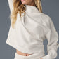 Waffle Weekend Escape Mock Neck Long‑Sleeve — Ivory