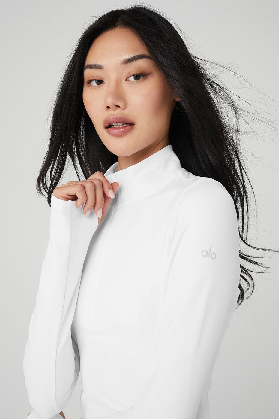 Alosoft 1/2 Zip Rapid Crew Sweatshirt — White