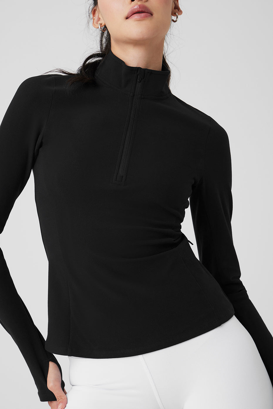 Alosoft 1/2 Zip Rapid Crew Sweatshirt — Black