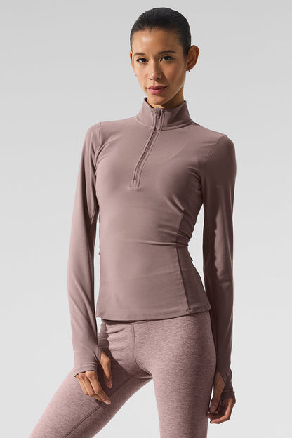 Alosoft 1/2 Zip Rapid Crew Sweatshirt — Mushroom