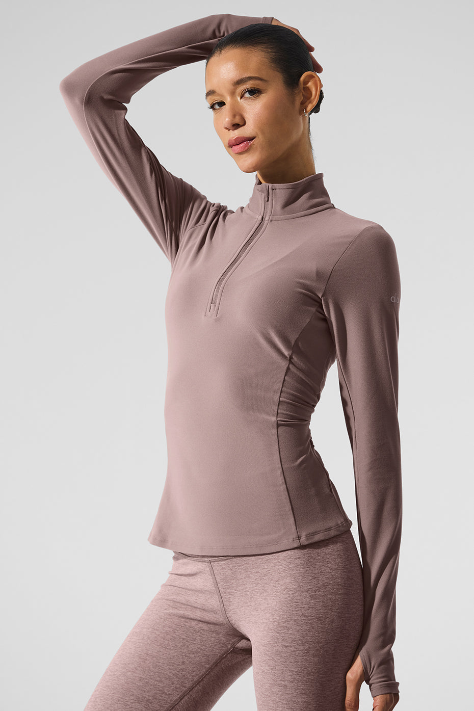 Alosoft 1/2 Zip Rapid Crew Sweatshirt — Mushroom