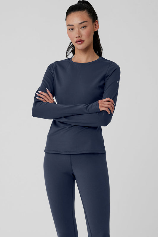 Airbrush Winter Warm Nocturne Long‑Sleeve — Navy