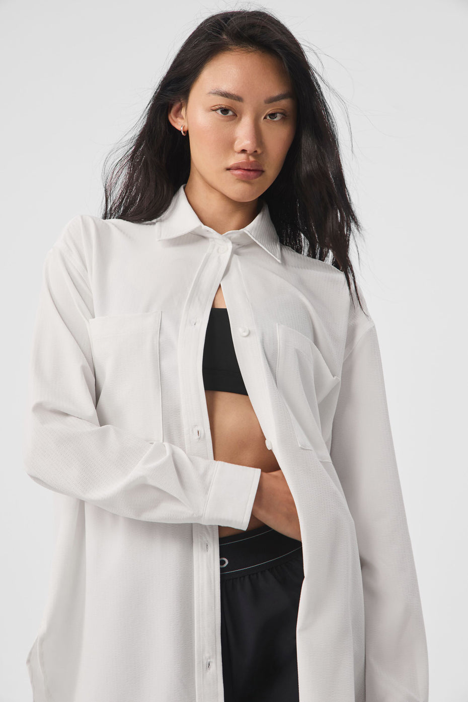 Dreamscape Button Down Long‑Sleeve — White