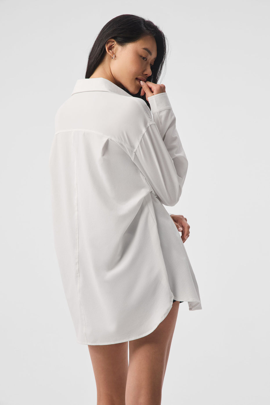 Dreamscape Button Down Long‑Sleeve — White