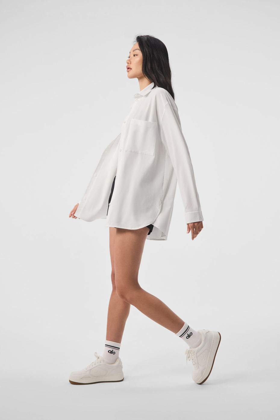 Dreamscape Button Down Long‑Sleeve — White