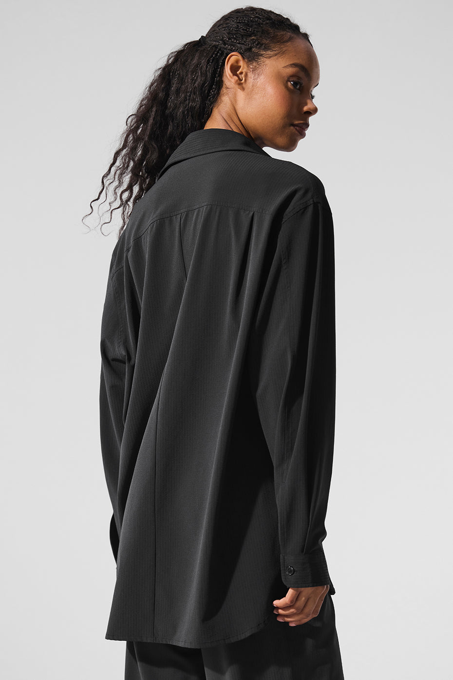 Dreamscape Button Down Long‑Sleeve — Black