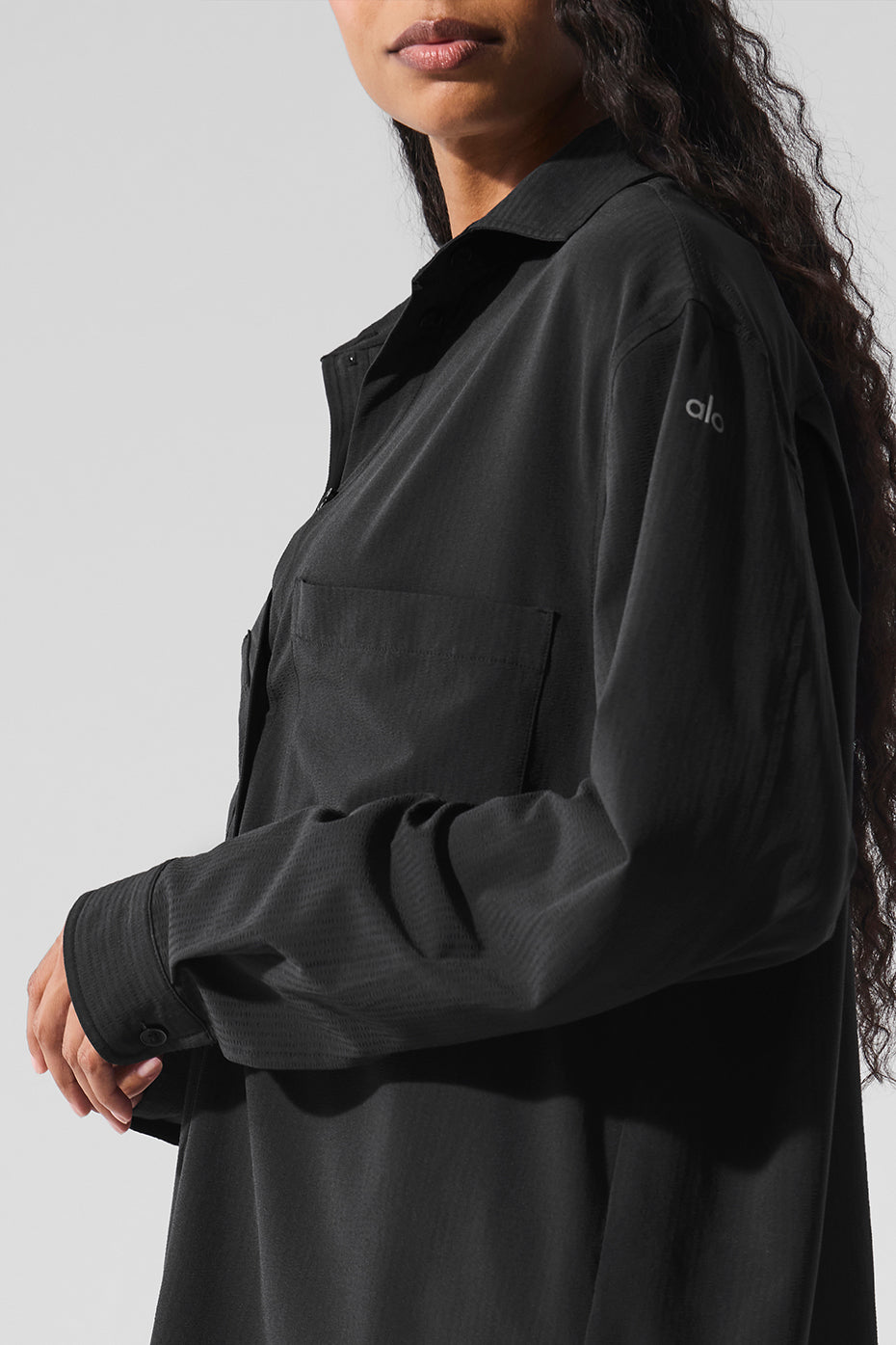 Dreamscape Button Down Long‑Sleeve — Black