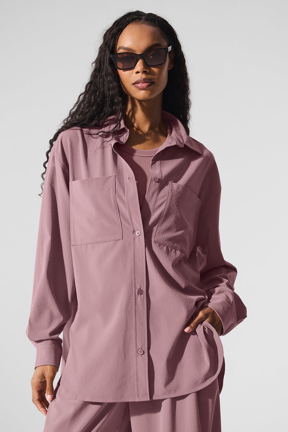 Dreamscape Button Down Long‑Sleeve — Smoky Quartz