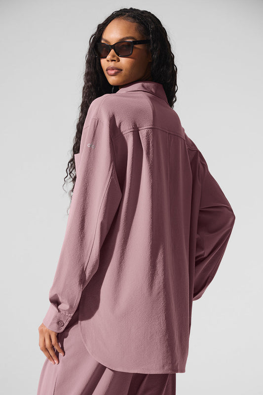 Dreamscape Button Down Long‑Sleeve — Smoky Quartz