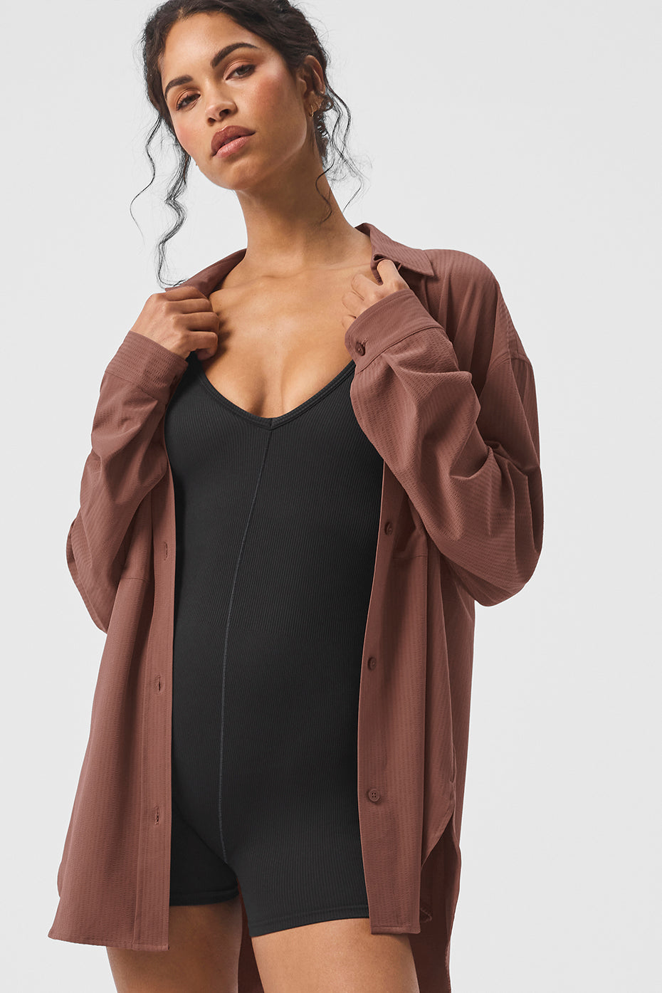 Dreamscape Button Down Long‑Sleeve — Chestnut