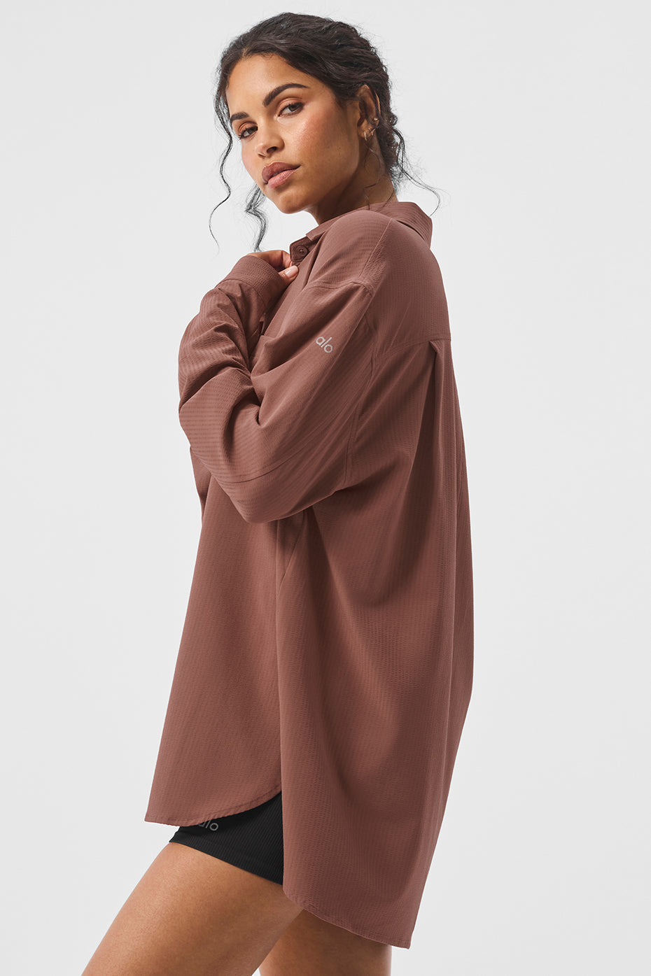 Dreamscape Button Down Long‑Sleeve — Chestnut