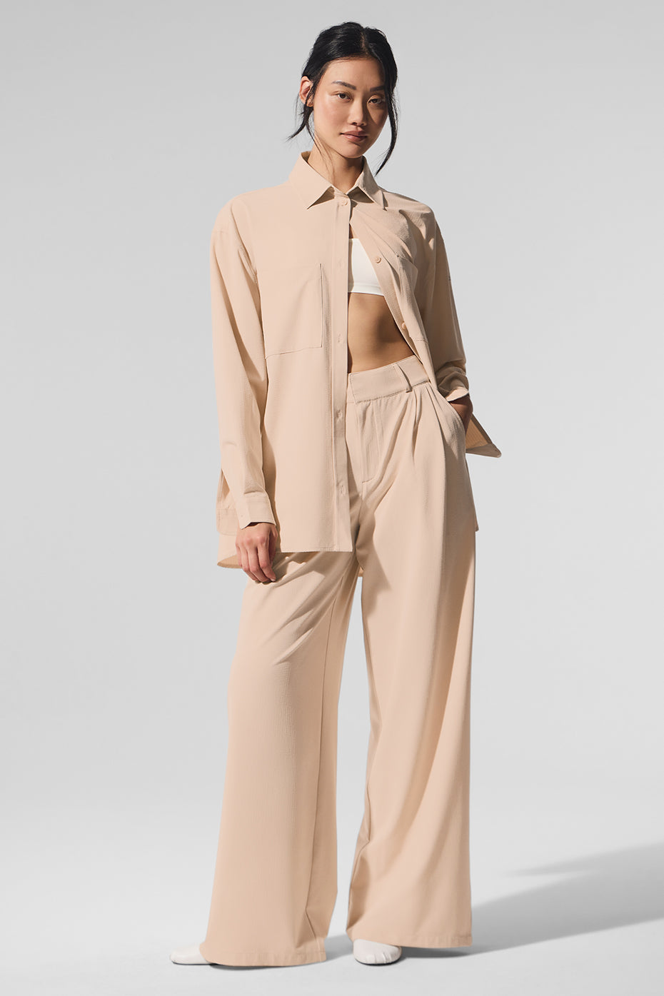Dreamscape Button Down Long‑Sleeve — Macadamia