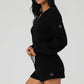 Cashmere Plush Waffle Full Zip Hooded Sweatshirt — Black