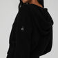 Cashmere Plush Waffle Full Zip Hooded Sweatshirt — Black