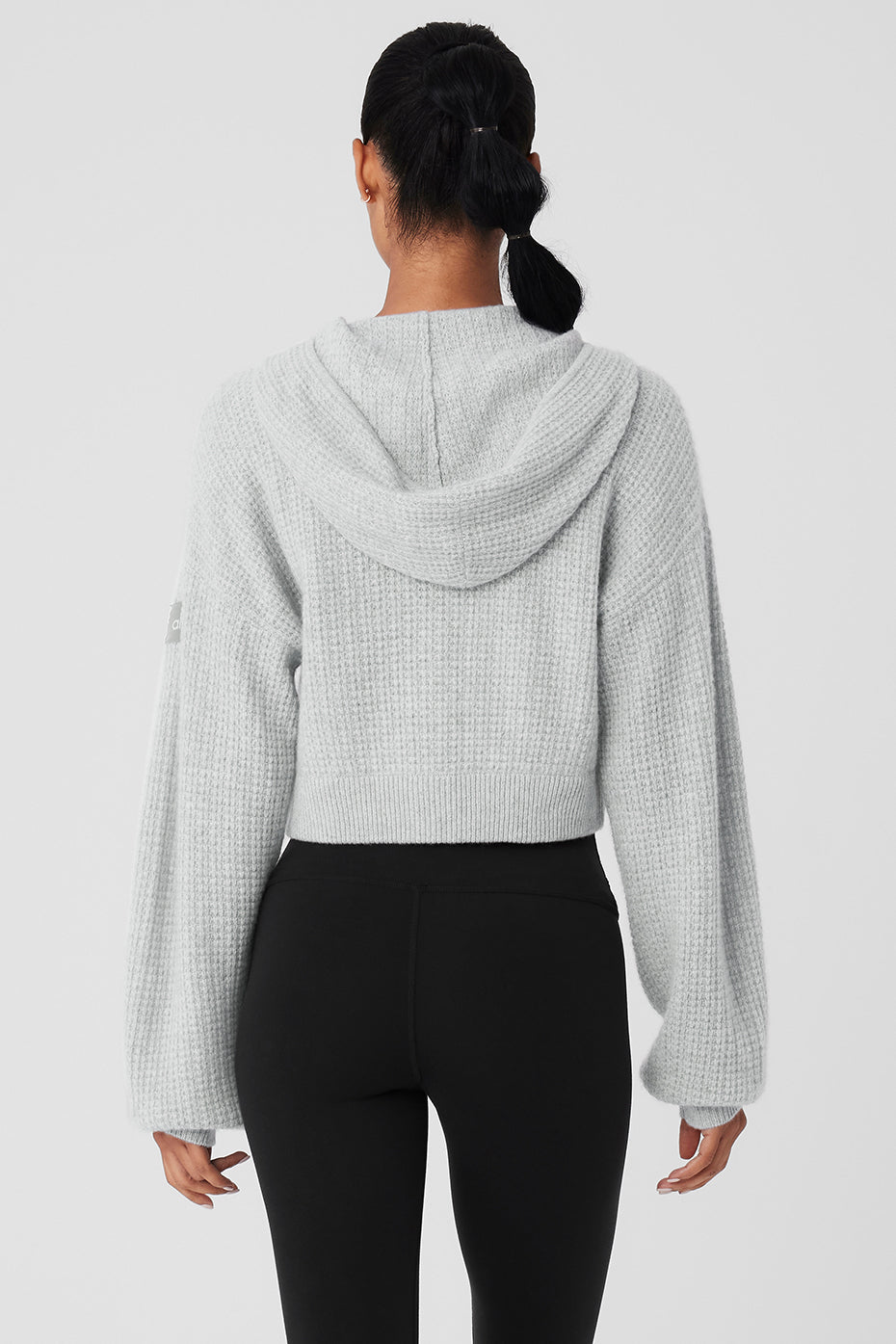 Cashmere Plush Waffle Full Zip Hooded Sweatshirt — Athletic Heather Grey