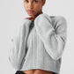 Cashmere Plush Waffle Full Zip Hooded Sweatshirt — Athletic Heather Grey