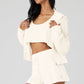 Cashmere Plush Waffle Full Zip Hooded Sweatshirt — Ivory