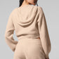 Cashmere Plush Waffle Full Zip Hooded Sweatshirt — Macadamia Blush