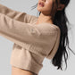 Cashmere Plush Waffle Full Zip Hooded Sweatshirt — Macadamia Blush