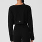 Cashmere Plush Waffle Cropped Long‑Sleeve — Black