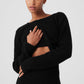 Cashmere Plush Waffle Cropped Long‑Sleeve — Black