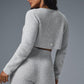 Cashmere Plush Waffle Cropped Long‑Sleeve — Athletic Heather Grey