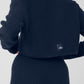 Cashmere Plush Waffle Cropped Long‑Sleeve — Navy