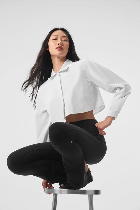 Cropped Take Me Out Button Up — White