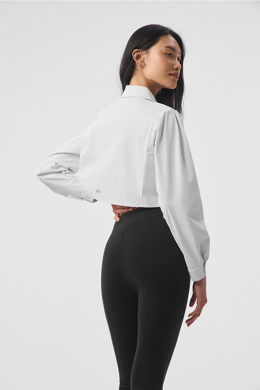 Cropped Take Me Out Button Up — White