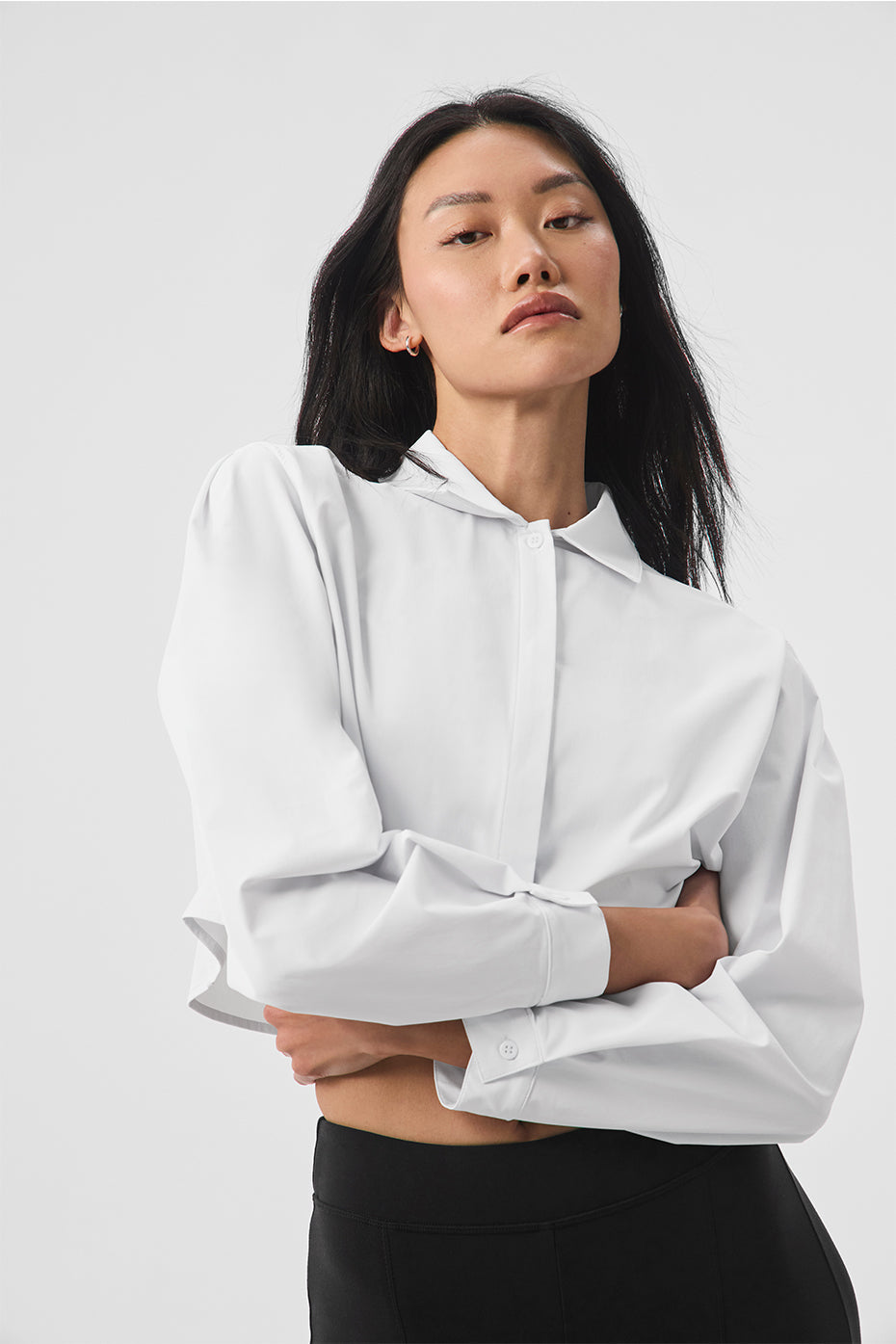 Cropped Take Me Out Button Up — White