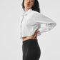 Cropped Take Me Out Button Up — White