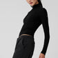 Ribbed Sea Coast Mockneck Long‑Sleeve — Black