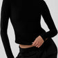 Ribbed Sea Coast Mockneck Long‑Sleeve — Black