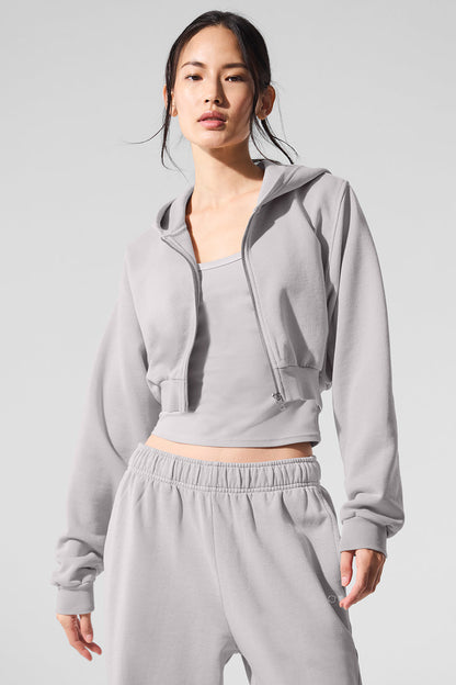 Washed Sweet Escape Zip Up Hooded Sweatshirt — Grey Sky Wash