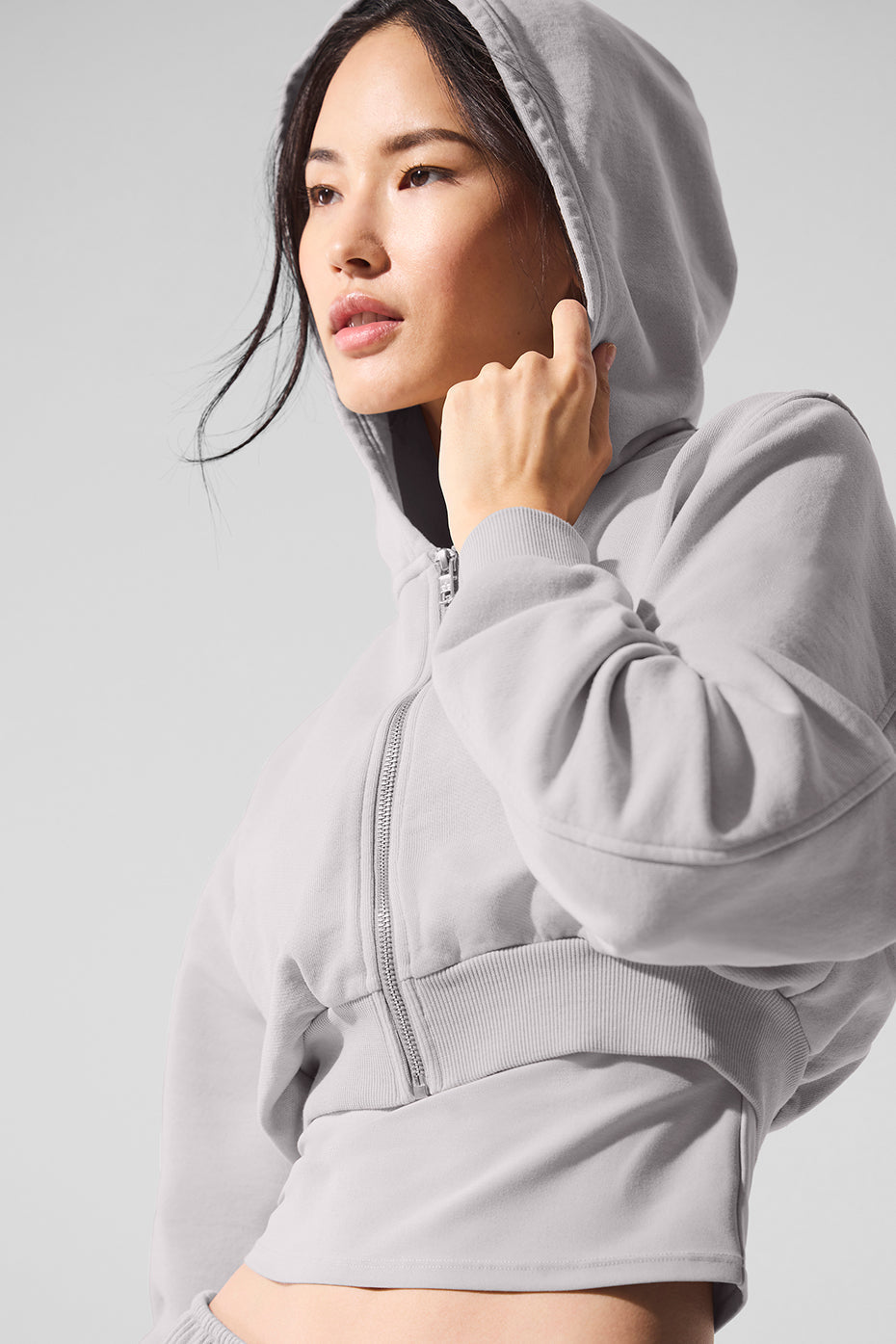 Washed Sweet Escape Zip Up Hooded Sweatshirt — Grey Sky Wash