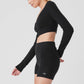 Alolux Cropped Me Time Cardigan — Black
