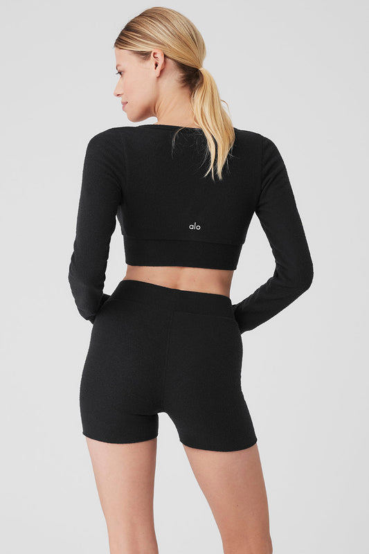 Alolux Cropped Me Time Cardigan — Black