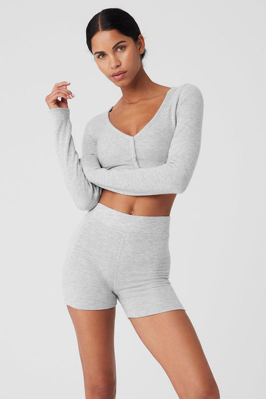 Alolux Cropped Me Time Cardigan — Athletic Heather Grey