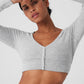 Alolux Cropped Me Time Cardigan — Athletic Heather Grey