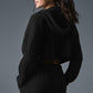 Cable Knit Winter Bliss Hooded Sweatshirt — Black