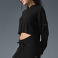 Cable Knit Winter Bliss Hooded Sweatshirt — Black