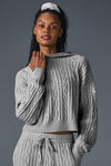 Cable Knit Winter Bliss Hooded Sweatshirt — Athletic Heather Grey