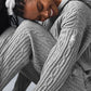 Cable Knit Winter Bliss Hooded Sweatshirt — Athletic Heather Grey
