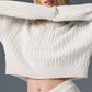 Cable Knit Winter Bliss Hooded Sweatshirt — Ivory