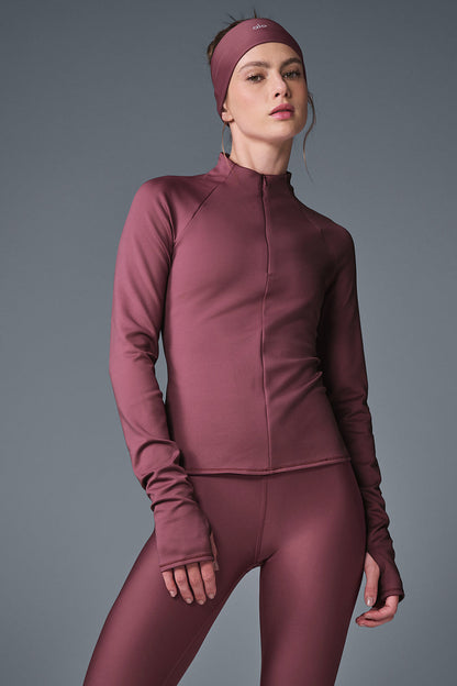 Airlift Winter Warm 1/4 Zip Long‑Sleeve — Burgundy Truffle