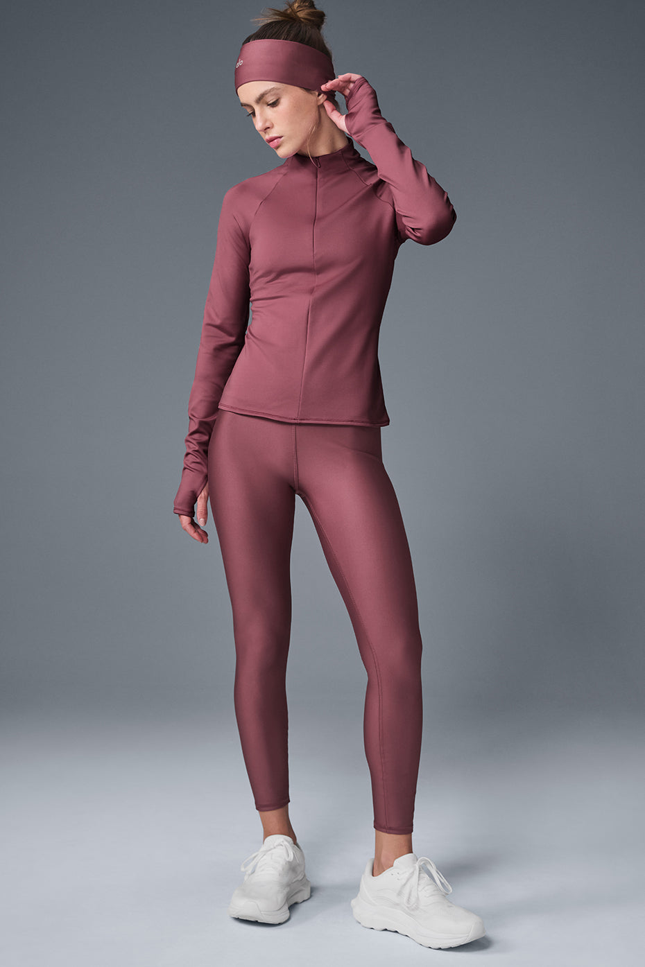 Airlift Winter Warm 1/4 Zip Long‑Sleeve — Burgundy Truffle