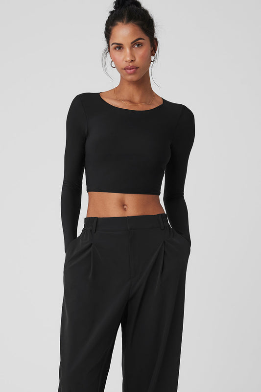 Mesh Sheer Illusion Long‑Sleeve — Black