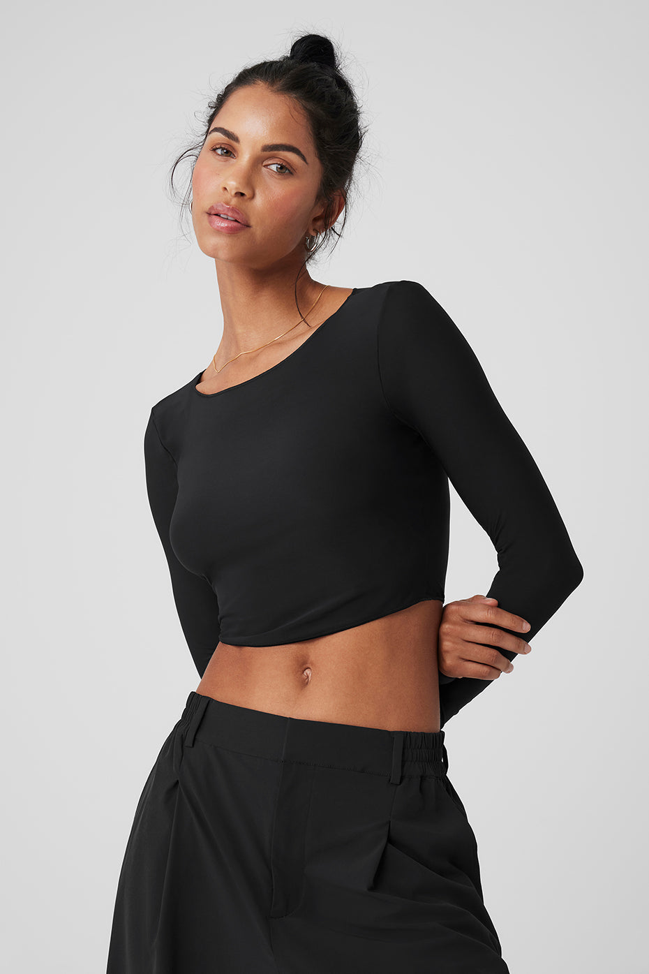 Mesh Sheer Illusion Long‑Sleeve — Black