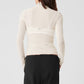 Mesh Sheer Illusion Mock Neck Long‑Sleeve — Ivory
