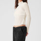 Mesh Sheer Illusion Mock Neck Long‑Sleeve — Ivory